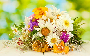 selective focus photography of assorted variety of flower bouquet HD wallpaper